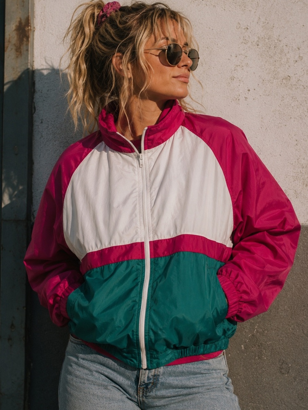 Vintage Be in the Current Seen Colorblock Windbreaker Jacket Small 90s Retro